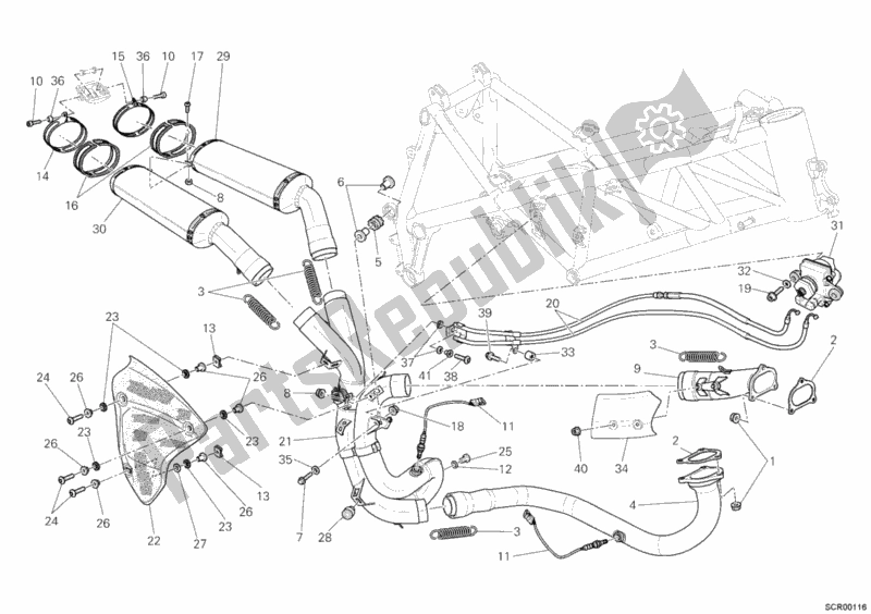 Todas as partes de Sistema De Exaustão do Ducati Superbike 1198 R USA 2010